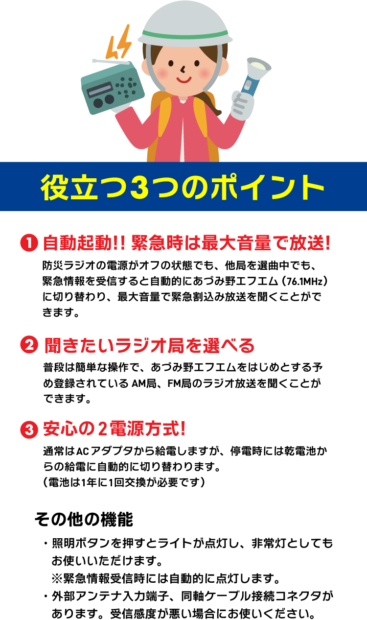 あづみ野エフエム緊急防災ラジオ